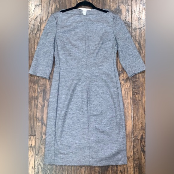 DIANE VON FURSTENBERG Side Zip, Hi-Neck, 1/2 Sleeve, Wool Blend Dress - Picture 3 of 5